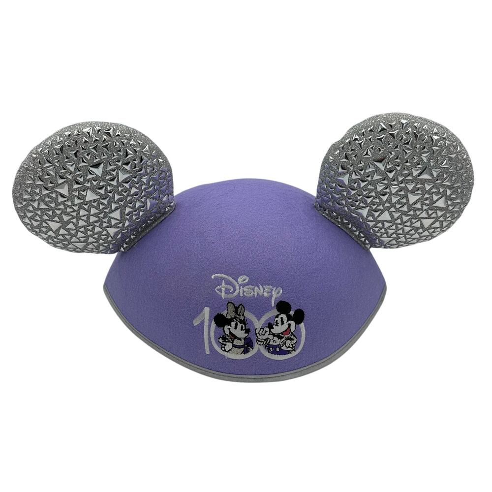 Disney 100 Celebration Mickey & Minnie Mouse Purple & Platinum Ear Hat